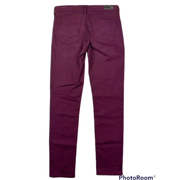 AG Adriano Goldschmied Women’s 27R The Stevie Ankle Slim Straight Jeans Burgundy - Picture 3 of 8